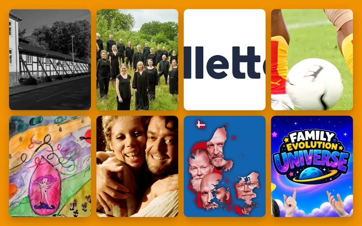 A collage of assorted photos, drawings, and graphics.