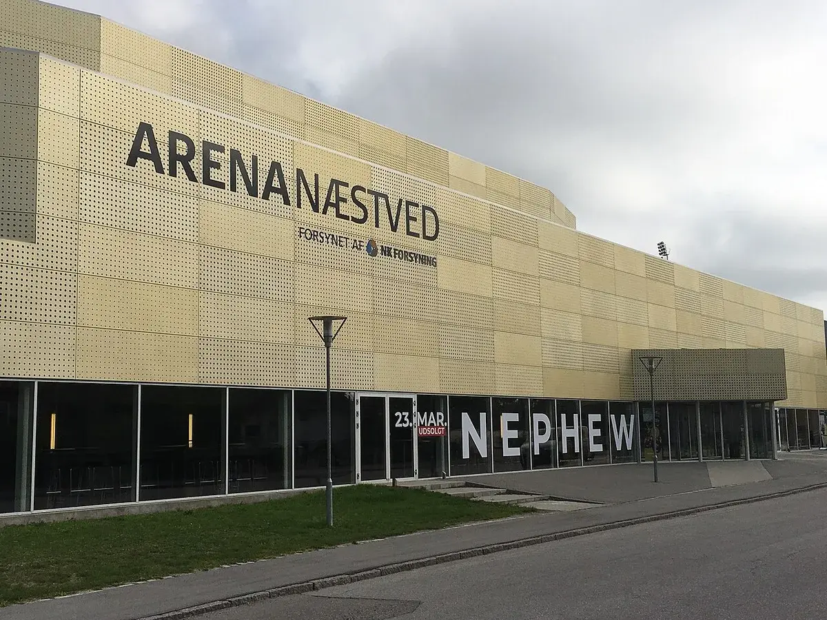 Facade of Arena Næstved with signage