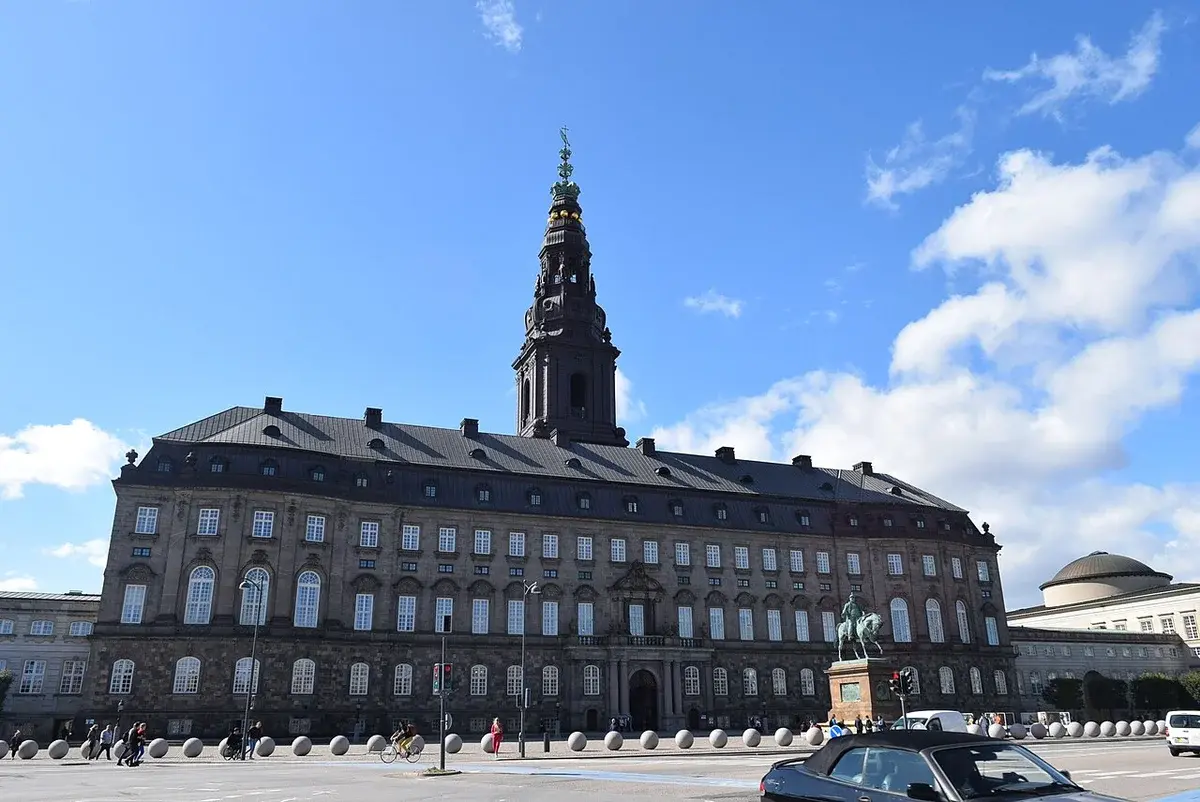 Exterior view of Christiansborg Palace in Copenhagen.