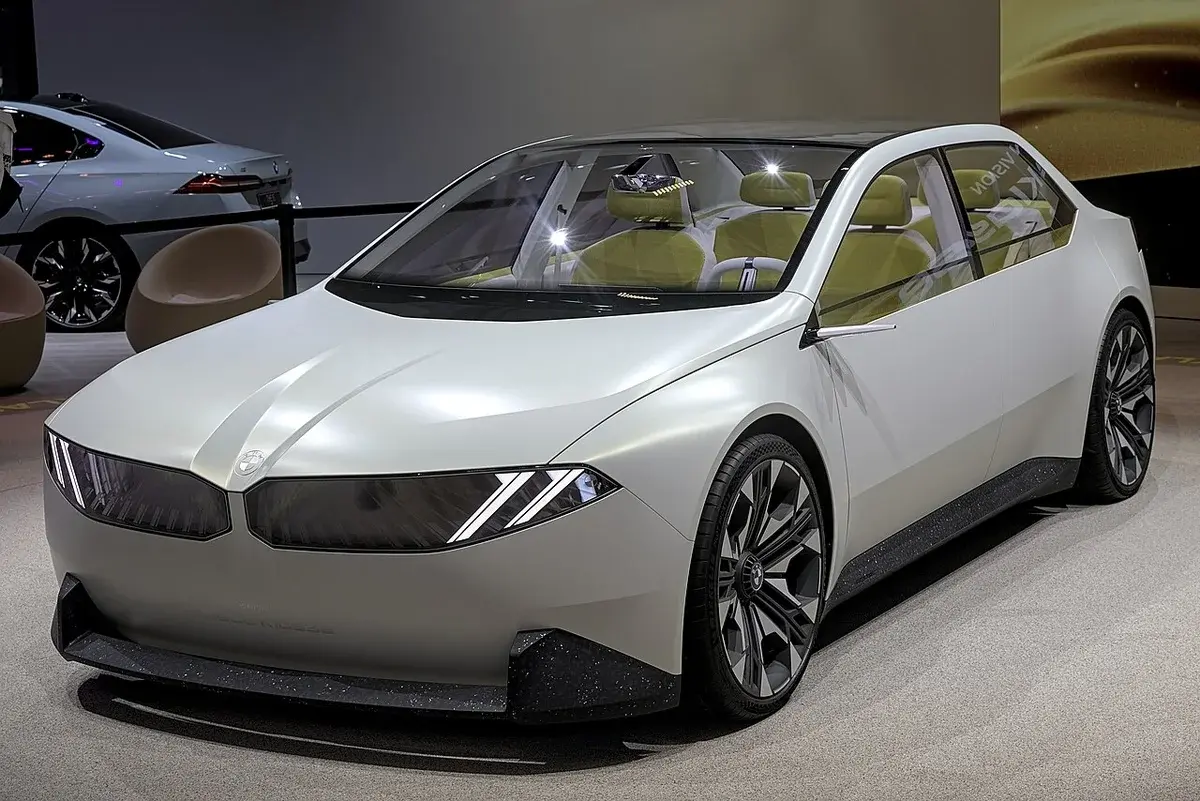 BMW Vision Neue Klasse concept car on display at an auto show
